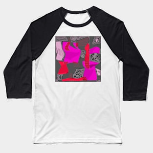 Mazipoodles Psychedelic Egyptian Collage Fuchsia Red Gray Baseball T-Shirt